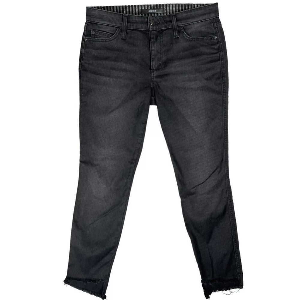 Joe's Jeans The Blondie Size 27 Black Mid Rise Skinny Ankle Caprice Raw Hem